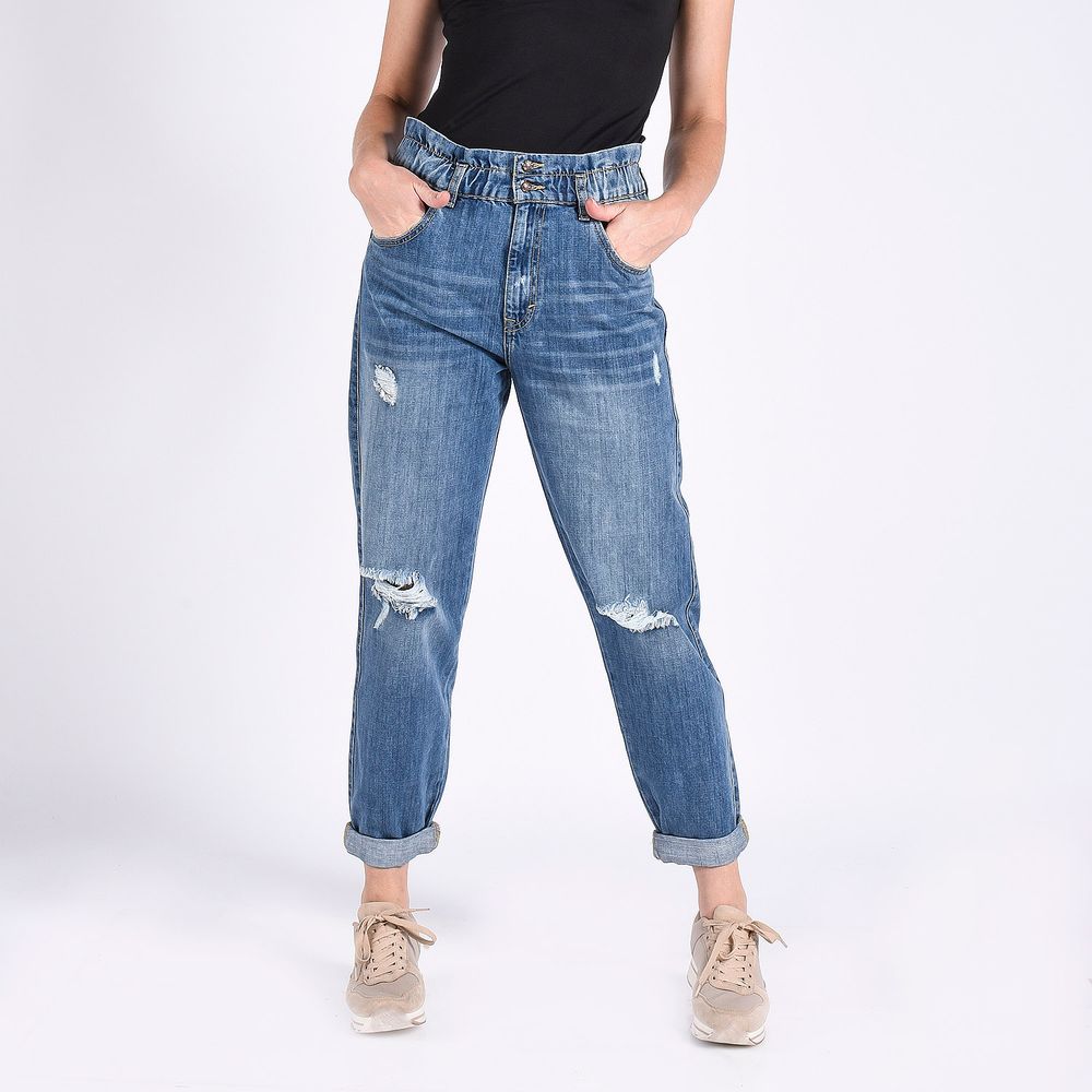 JEANS MOM FIT DE CINTURA MEDIAGD210026 - Quarry Tienda de Ropa